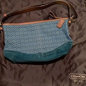 Coach blue and brown signature hobo with suede!